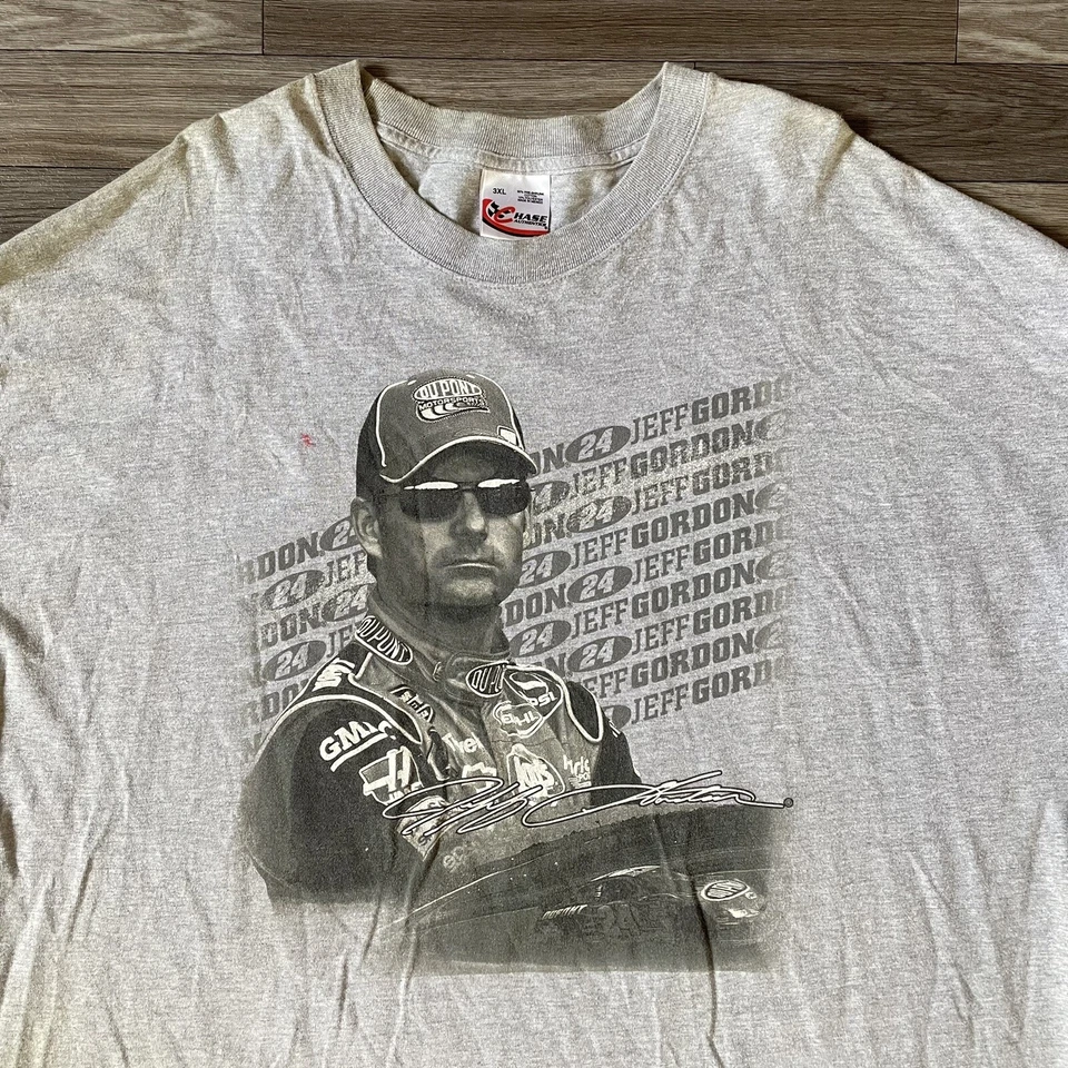 Camisa de Colección Chase Authentics Jeff Gordon Para Hombre 3XL Vendida Gris Cuello Redondo #24 Foto 3 de 4