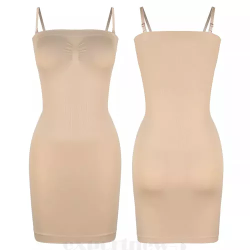 Women's Full Slip Dress Strapless Tummy Firm Control Body Shaper Slim Shapewear - Picture 18 of 33