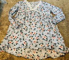 Tassels N Lace LARGE Top Dress Tunic Floral Hi Low Empire Boho Shift (A7)