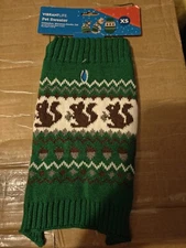Vibrant Life Dog Green Squirrel Pet Winter Sweater XS 5-10LB Fall St Patrick Day