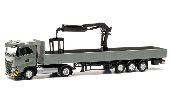Herpa Modell 1:87/H0 Lkw Iveco S-Way Nd Lng Pritschen-Sattelzug Mit Kran #316415-image