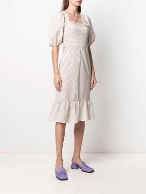 NWT GANNI Seersucker Check Midi Dress Multicolor Size EU 40/ US 8 $260 |  eBay