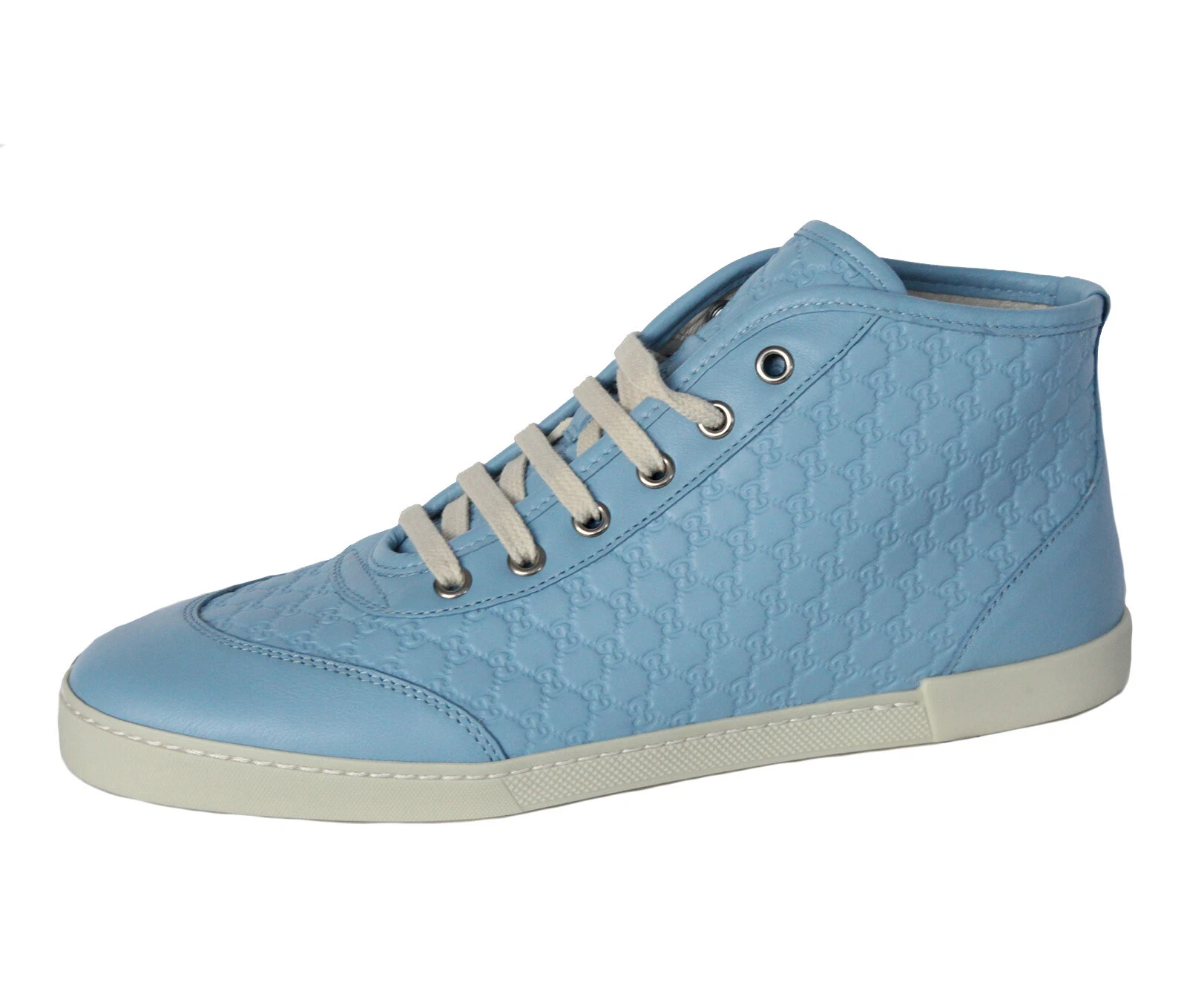 BASKETS GUCCI CHAUSSURES CUIR BLEU MINÉRAL GUCCISSIMA HI TOP taille 38,5G / 8,5