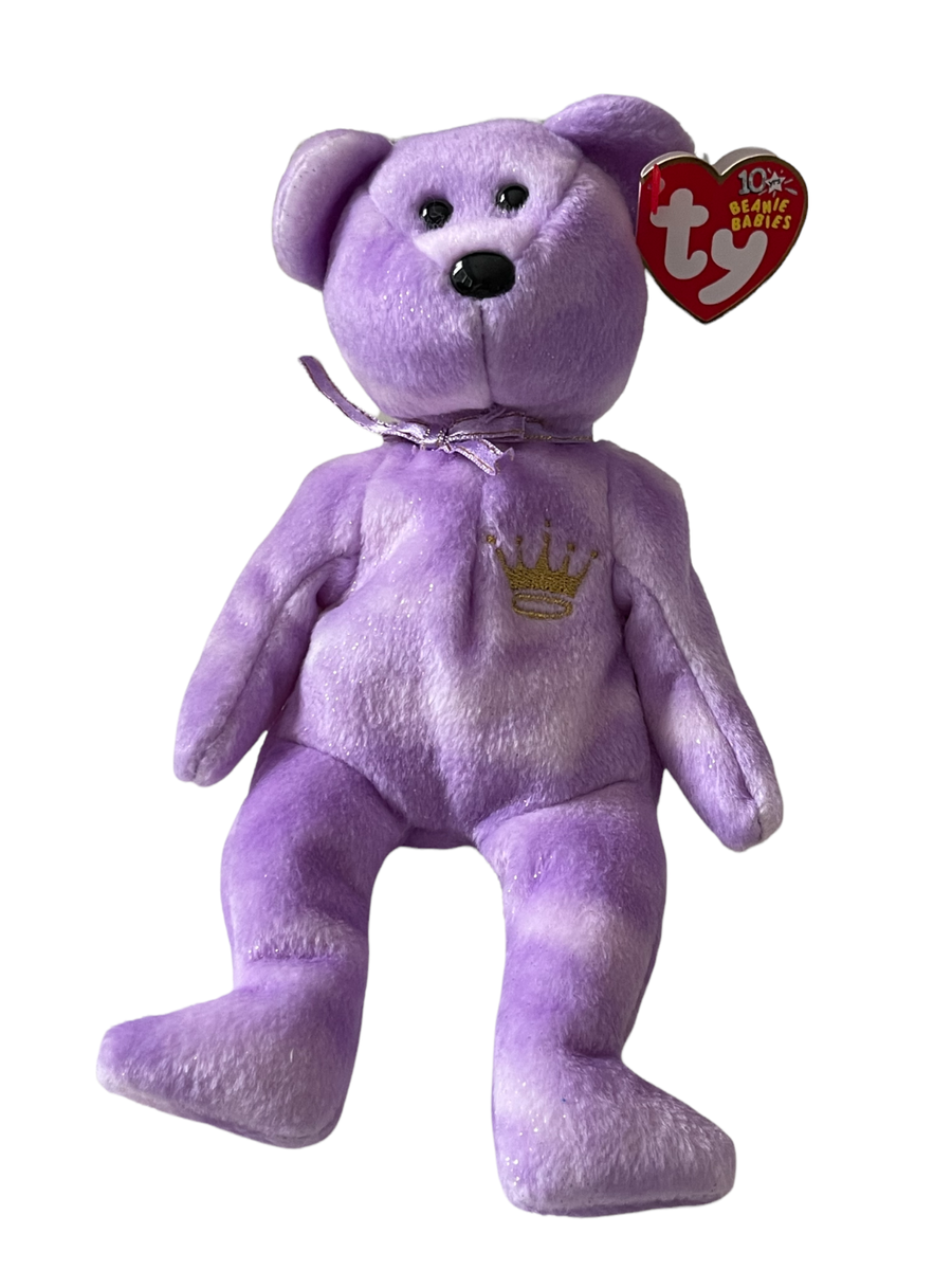 TY Beanie Babies Baby Plush Stuffed Animal Bear Yours Truly Purple Crown