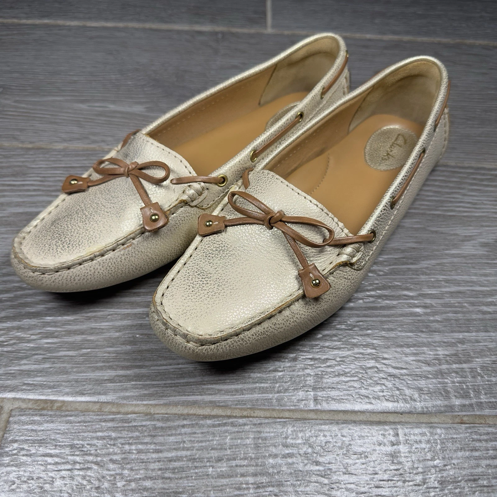Clarks Artisan Ballerine Mocassini da Guida in Pelle Oro Slip On Donna 8 5