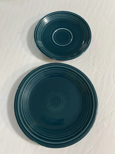 Fiesta Homer Laughlin Salad Plate 7 1/4” & Tea Cup Saucer~Juniper~Replacements!