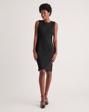 Quince Ultra-Stretch Ponte Sleeveless Dress Black Basic Sleeved M
