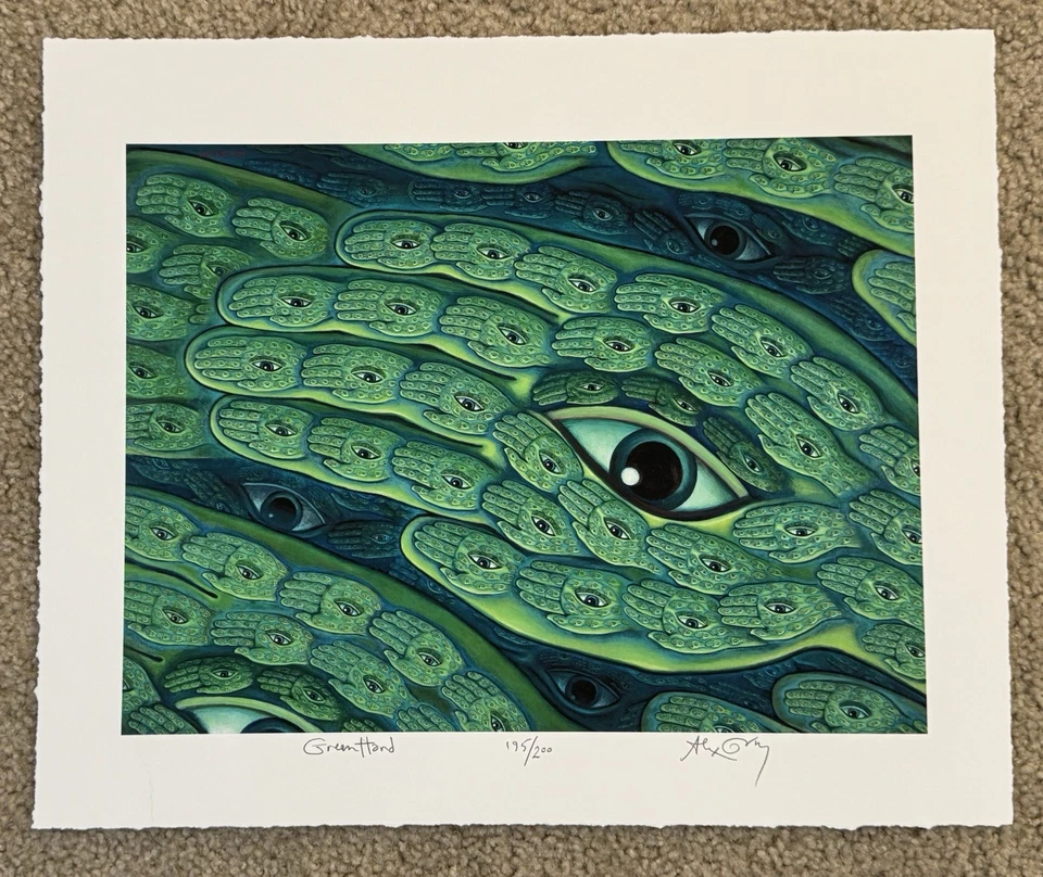 Alex Grey Art Print Green Hand S/# 200 Visionary Psychedelic Tool Poster Artist - Image 2 of 4