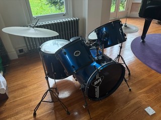 Black Rat 5 Piece Junior Drum Kit – Metallic Blue – with Cymbals