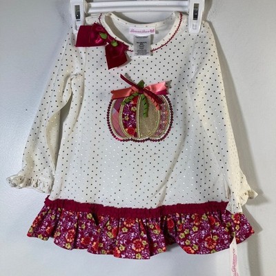 Girls Bonnie Jean Pumpkin Peplum Dress Long Sleeve 3T NWT