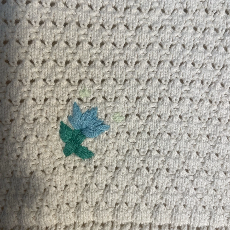 Zara Shirt Girls 13-14 Beige Floral Embroidery Knit Cottagecore Pullover Teen - Image 2 of 4