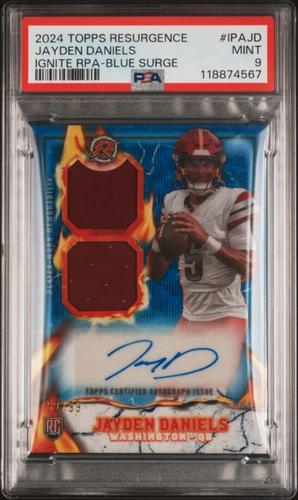 2024 TOPPS RESURGENCE IGNITE RC PATCH AUTOS #IPAJD JAYDEN DANIELS 52/99 PSA 9