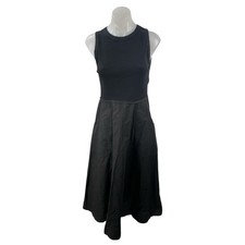 Zara Black Sleeveless Ribbed Knit Tank Fit & Flare A Line Midi Dress Size S
