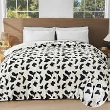 Cow Print Electric Heated Blanket King Size,90X100 Black Heating Blanket King...