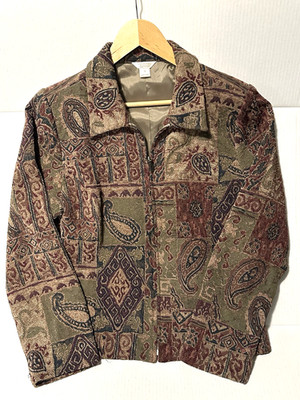 Christopher Banks Women's Jacket/ Size S Paisley brown, olive, burgundy, navy