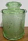 Vintage Anchor Hocking Mayfair Green Glass Cookie Biscuit Jar w/ Lid