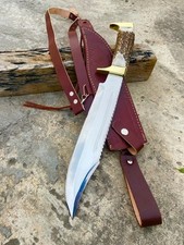 Custom Handmade D2 Steel 16" Hunting Bowie Knife With Stag Horn Handle