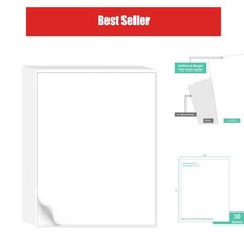 LLIKED 30 Sheets Matte White Printable Sticker Paper 8.5 x 11 Full Sheet Labels