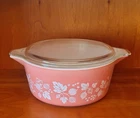PYREX Pink Gooseberry 2 1/2 QT 475-B With Lid Excellent Vintage Condition