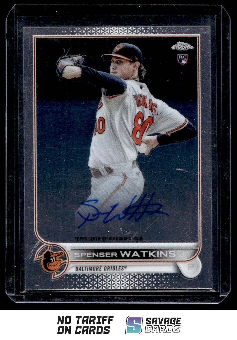 2022 Topps Chrome Rookie Auto Spenser Watkins #RA-SW Baltimore Orioles