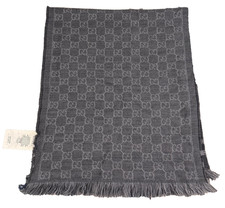 Gucci women's Wool Scarf Shawl Stole Wrap made in italy In Gray color GG Logo