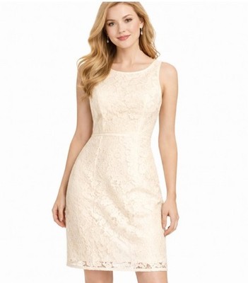 Adrianna Papell Womens 8 Cream Lace Sheath Dress Bridal Shower Wedding  36.5 | eBay