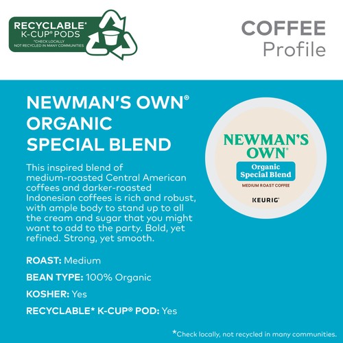 Newman's Own Organics, Special Blend, K-Cup Pods, Medium Roast, 192 Count - 第 3/5 張圖片