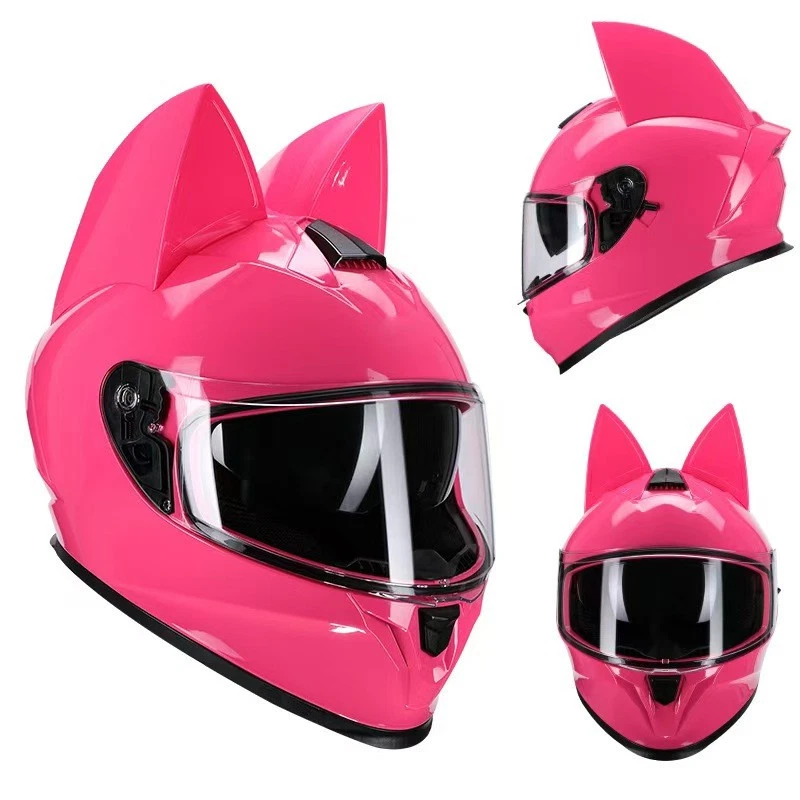 cat ear motorcycle half helmet Cool Girl Pink Electric Face Stick the nubs to your helmet Hnj Half Face Helmet With