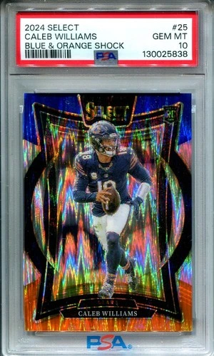 2024 Select Caleb Williams Blue & Orange Shock /35 PSA 10