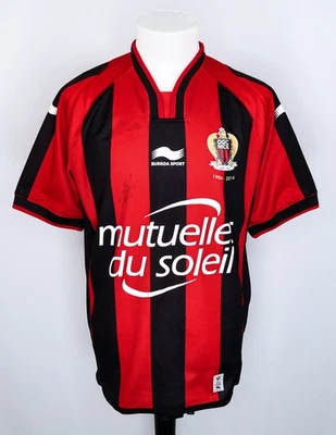 OGC NICE 2014-15 HOME SHIRT - MAILLOT DÉDICACÉ VINTAGE BURRDA SPORT GYM OGCN - Photo 1/4