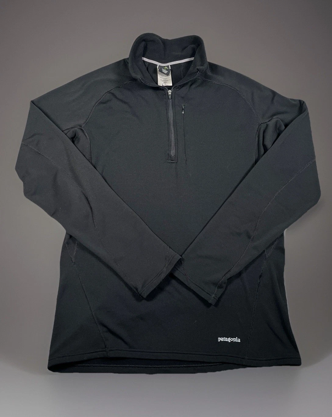 Vintage Patagonia Men's L Capilene Performance 1/4 Zip Base Layer Black Polartec