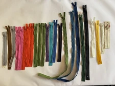 Vintage ZIPPERS Coats Clark Nylon Coil Asst Seamstress Pieces Mixed Color Lot 24
