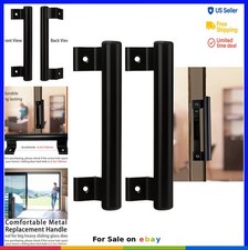Sliding Door Handle 8 in Black Aluminum Alloy Pull 2 Pack 6.5 in Screw Hole