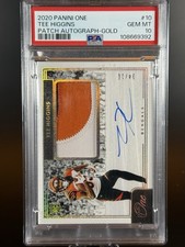 2020 Panini One - POP 1 - Tee Higgins Rookie Patch Auto RC GOLD #04/10 PSA 10