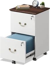File Cabinet 2-Drawer, Small Office Furniture with Lock, Rolling Under Desk Fil