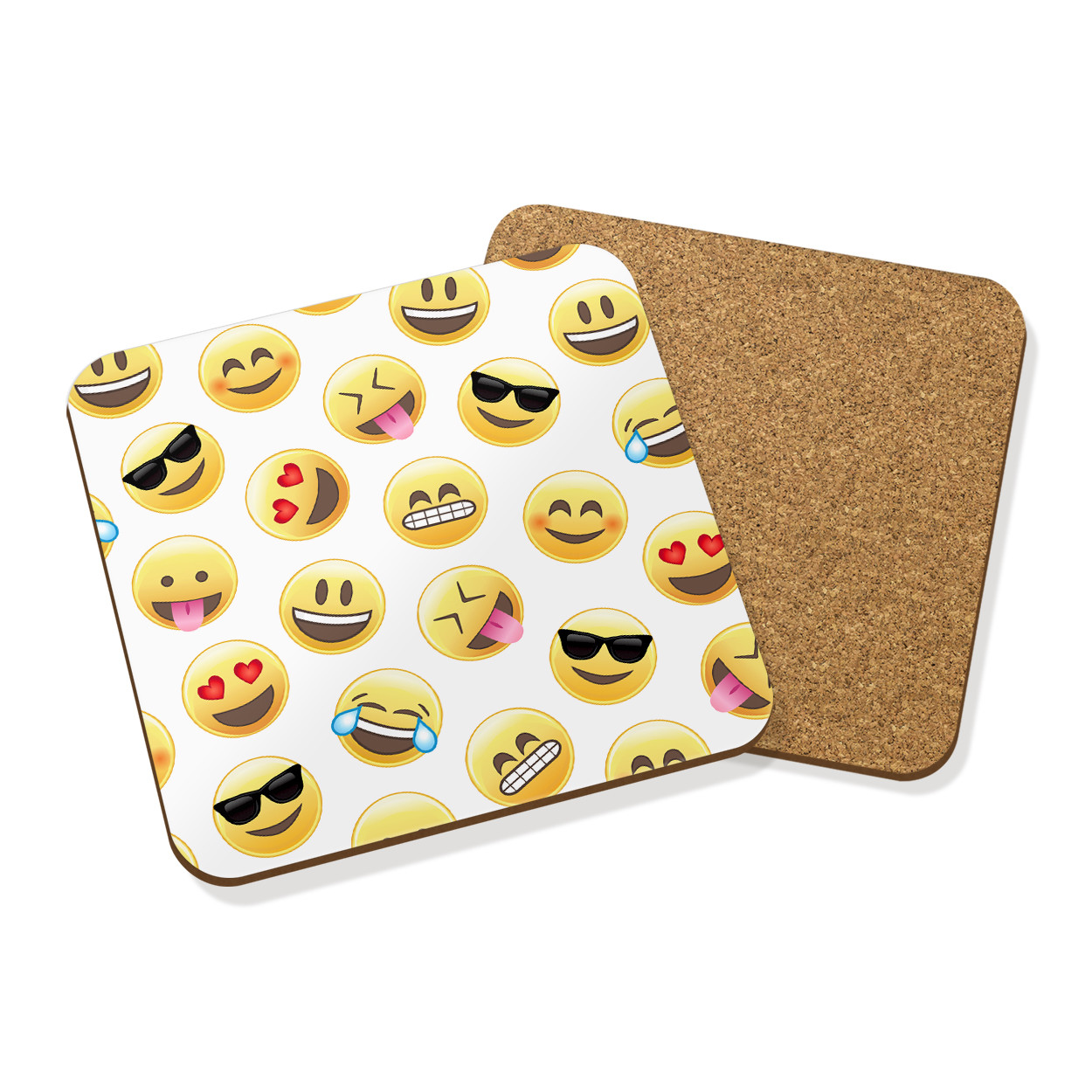FACES DRINKS COASTER MAT HARDBOARD SQUARE SET X4 - Awkward Face Funny