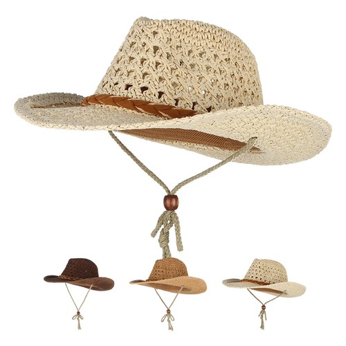 Raopuzi Cowboyhut Strohhut - Westernhut Faltbar, 56-58cm, 7cm Krempe