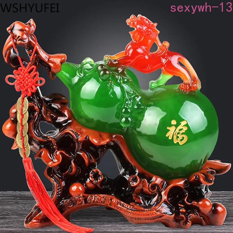 Lucky Fortune Feng Shui Gourd Statue Ornaments Resin Sculpture Crafts Decoration