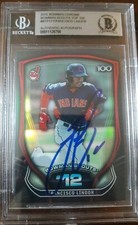 Francisco Lindor Signed 2013 Bowman Chrome Scouts Top 100 Beckett COA Indians