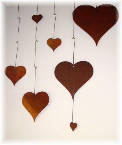 Edelrost Herz zum Hängen 6cm - 40cm Rosdeko Metall Fensterdeko Herzen Schmuck - Bild 1 von 2