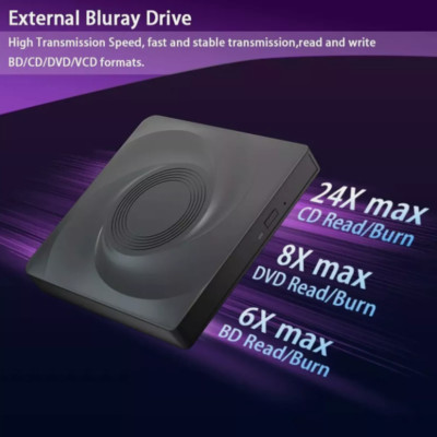 External Blu ray Drive, CD/DVD Drive for Laptop PC, Bluray Player Burner USB 3Pu