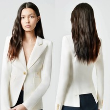 Smythe Ivory Linen Duchess Blazer Jacket Gold Button Single Breasted Size 6