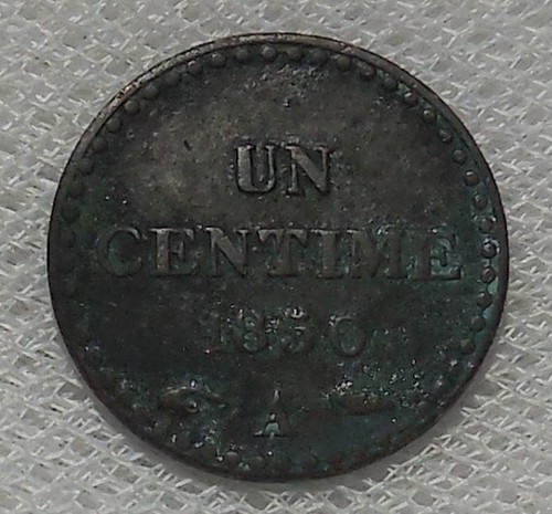 1850 A FRANCE 1 CENTIME BRONZE COIN - Picture 2 of 2