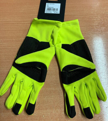 BNWT RAPHA PRO TEAM CYCLING GLOVES HI VIZ YELLOW MED SOFTSHELL