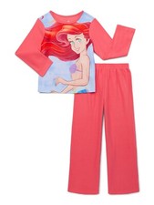 NEW DISNEY PRINCESS LITTLE MERMAID ARIEL GIRLS SIZE 7/8 RED/PINK PAJAMAS SET NWT