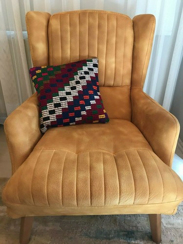 HANDWOVEN CUSHION CASE, PILLOW COVER MADE from VINTAGE RUGS, KILIMS 40X40CM - Picture 2 of 4