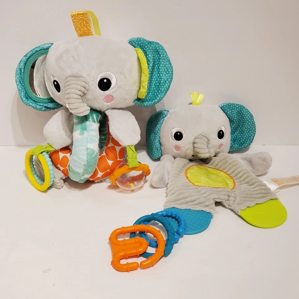 Bright Starts Elephant Baby Rattle and Crinkle Teether Set - Image 3 of 4