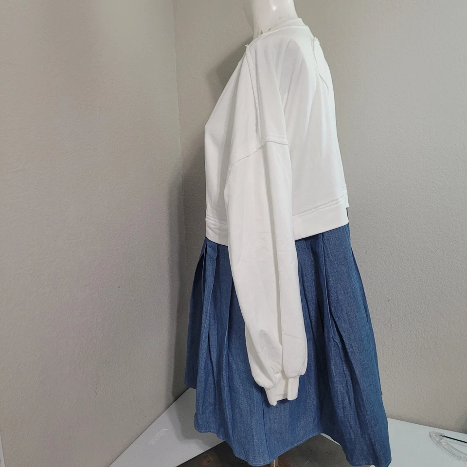 Entro Anthropologie Medium Dress colorblock chambray sweatshirt heart - Image 4 of 4