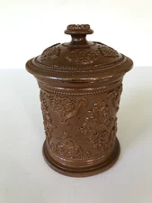 Antique 19th Century, Salt Glaze Stoneware, French Storage Jar, sprigged flowers