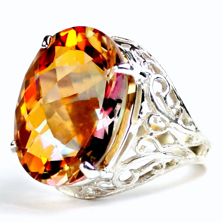 Twilight Fire Topaz, 925 Sterling Silver Ladies Ring, SR291-Handmade - Image 2 of 4